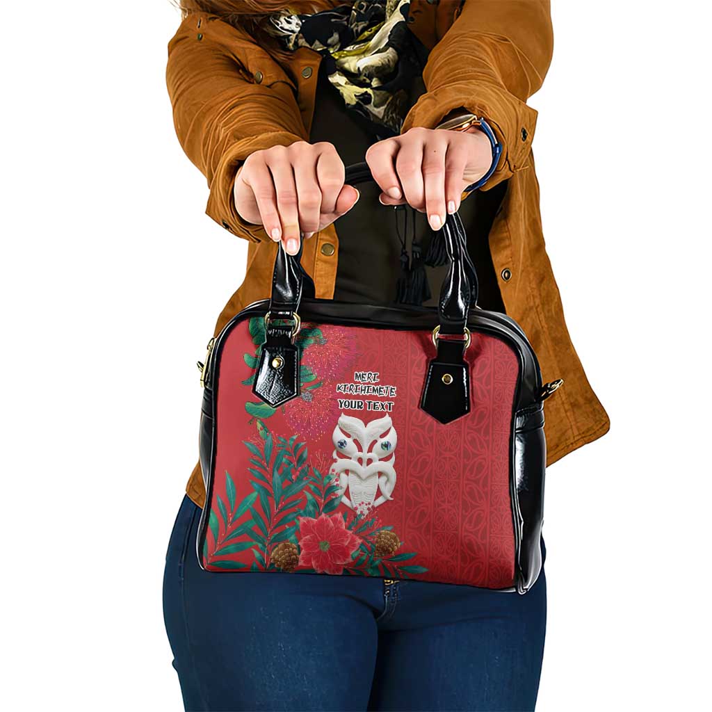 Maori Wheku Meri Kirihimete Personalised Shoulder Handbag All Red Indigenous Maori Motif LT9 One Size Red - Polynesian Pride