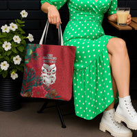 Maori Wheku Meri Kirihimete Personalised Tote Bag All Red Indigenous Maori Motif - Polynesian Pride