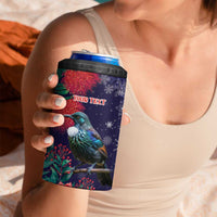 Tui Meri Kirihimete Personalised 4 in 1 Can Cooler Tumbler Pohutukawa Flowers Blue Motif - Polynesian Pride