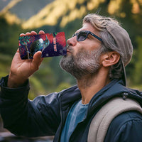 Tui Meri Kirihimete Personalised 4 in 1 Can Cooler Tumbler Pohutukawa Flowers Blue Motif - Polynesian Pride