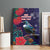 Tui Meri Kirihimete Personalised Canvas Wall Art Pohutukawa Flowers Blue Motif - Polynesian Pride