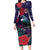 Tui Meri Kirihimete Personalised Family Matching Long Sleeve Bodycon Dress and Hawaiian Shirt Pohutukawa Flowers Blue Motif - Polynesian Pride