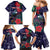 Tui Meri Kirihimete Personalised Family Matching Mermaid Dress and Hawaiian Shirt Pohutukawa Flowers Blue Motif - Polynesian Pride