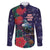 Tui Meri Kirihimete Personalised Family Matching Puletasi and Hawaiian Shirt Pohutukawa Flowers Blue Motif - Polynesian Pride
