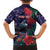 Tui Meri Kirihimete Personalised Family Matching Tank Maxi Dress and Hawaiian Shirt Pohutukawa Flowers Blue Motif - Polynesian Pride