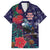 Tui Meri Kirihimete Personalised Family Matching Tank Maxi Dress and Hawaiian Shirt Pohutukawa Flowers Blue Motif - Polynesian Pride