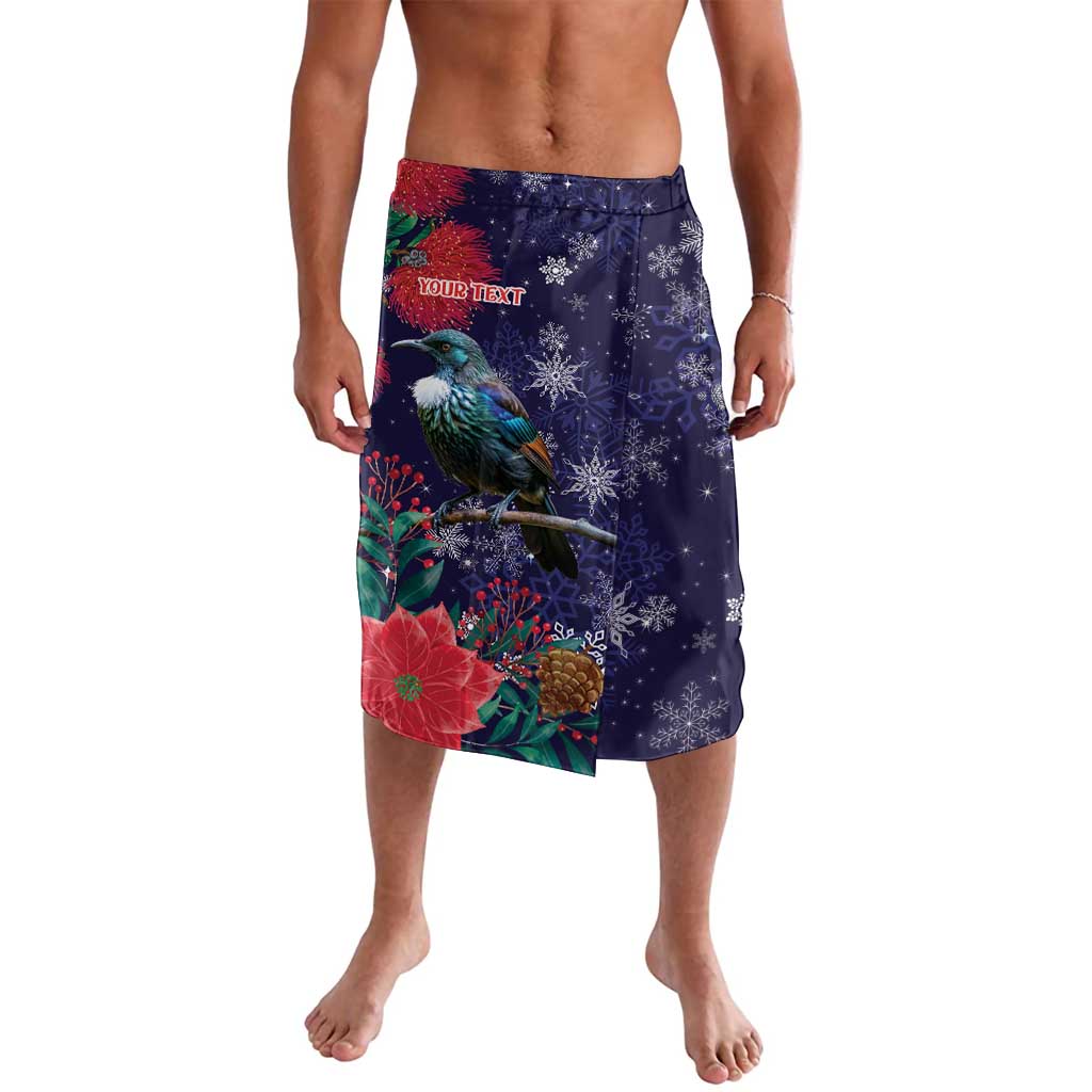 Tui Meri Kirihimete Personalised Lavalava Pohutukawa Flowers Blue Motif - Polynesian Pride