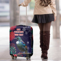 Tui Meri Kirihimete Personalised Luggage Cover Pohutukawa Flowers Blue Motif - Polynesian Pride