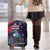 Tui Meri Kirihimete Personalised Luggage Cover Pohutukawa Flowers Blue Motif - Polynesian Pride