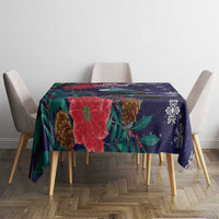 Tui Meri Kirihimete Personalised Tablecloth Pohutukawa Flowers Blue Motif - Polynesian Pride
