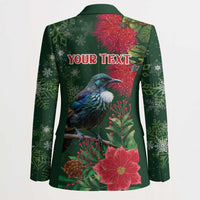 Tui Meri Kirihimete Personalised Blazer Pohutukawa Flowers Green Motif LT9 - Polynesian Pride