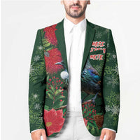 Tui Meri Kirihimete Personalised Blazer Pohutukawa Flowers Green Motif LT9 - Polynesian Pride