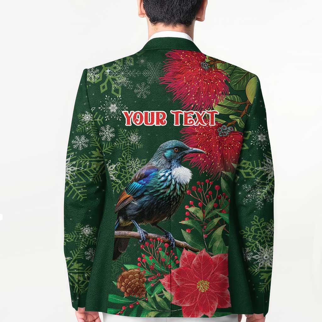 Tui Meri Kirihimete Personalised Blazer Pohutukawa Flowers Green Motif LT9 - Polynesian Pride