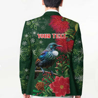 Tui Meri Kirihimete Personalised Blazer Pohutukawa Flowers Green Motif LT9 - Polynesian Pride
