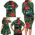 Tui Meri Kirihimete Personalised Family Matching Long Sleeve Bodycon Dress and Hawaiian Shirt Pohutukawa Flowers Green Motif - Polynesian Pride