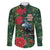 Tui Meri Kirihimete Personalised Family Matching Mermaid Dress and Hawaiian Shirt Pohutukawa Flowers Green Motif - Polynesian Pride