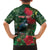Tui Meri Kirihimete Personalised Family Matching Off The Shoulder Long Sleeve Dress and Hawaiian Shirt Pohutukawa Flowers Green Motif - Polynesian Pride