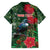 Tui Meri Kirihimete Personalised Family Matching Short Sleeve Bodycon Dress and Hawaiian Shirt Pohutukawa Flowers Green Motif - Polynesian Pride