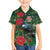 Tui Meri Kirihimete Personalised Family Matching Short Sleeve Bodycon Dress and Hawaiian Shirt Pohutukawa Flowers Green Motif - Polynesian Pride