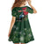 Tui Meri Kirihimete Personalised Kid Short Sleeve Dress Pohutukawa Flowers Green Motif - Polynesian Pride