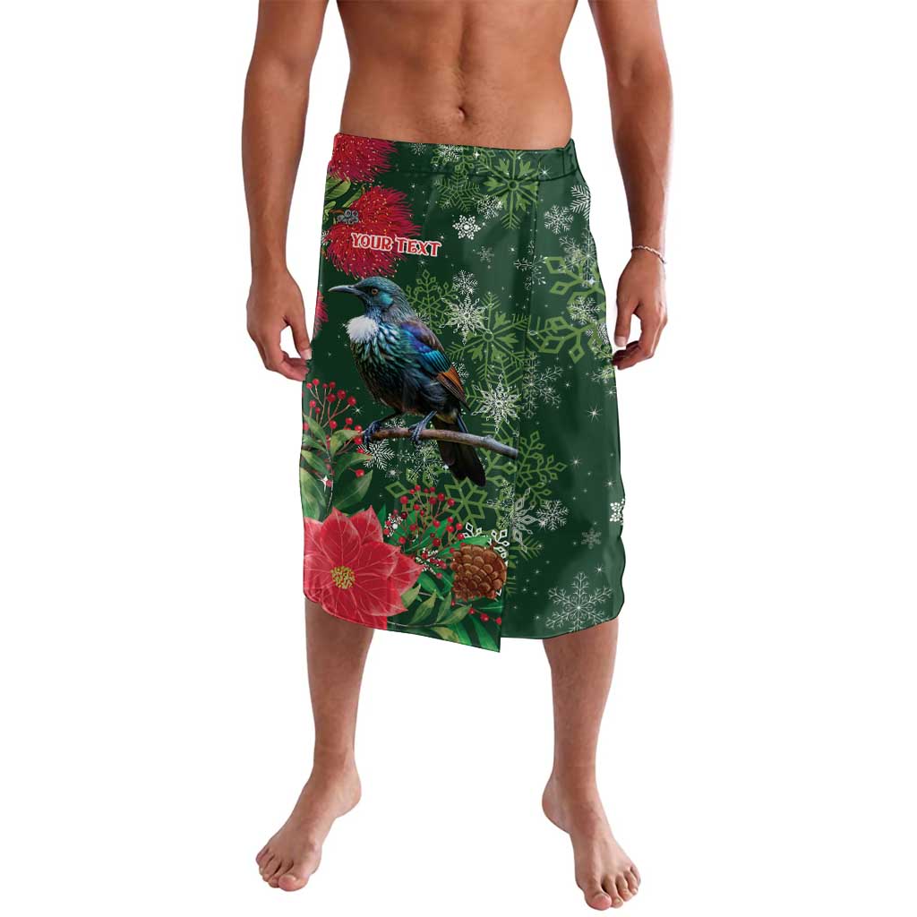 Tui Meri Kirihimete Personalised Lavalava Pohutukawa Flowers Green Motif LT9 Green - Polynesian Pride