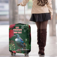 Tui Meri Kirihimete Personalised Luggage Cover Pohutukawa Flowers Green Motif - Polynesian Pride