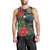 Tui Meri Kirihimete Personalised Men Tank Top Pohutukawa Flowers Green Motif - Polynesian Pride