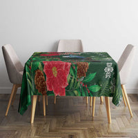 Tui Meri Kirihimete Personalised Tablecloth Pohutukawa Flowers Green Motif - Polynesian Pride