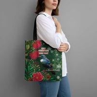 Tui Meri Kirihimete Personalised Tote Bag Pohutukawa Flowers Green Motif - Polynesian Pride