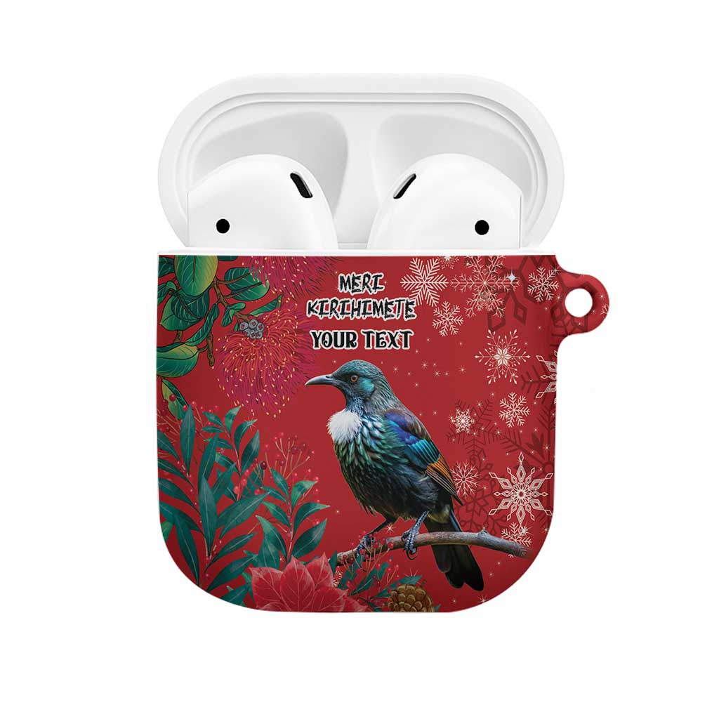 Tui Meri Kirihimete Personalised AirPods Case Pohutukawa Flowers Red Motif LT9 Red - Polynesian Pride
