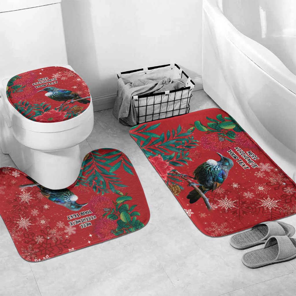 Tui Meri Kirihimete Personalised Bathroom Set Pohutukawa Flowers Red Motif - Polynesian Pride