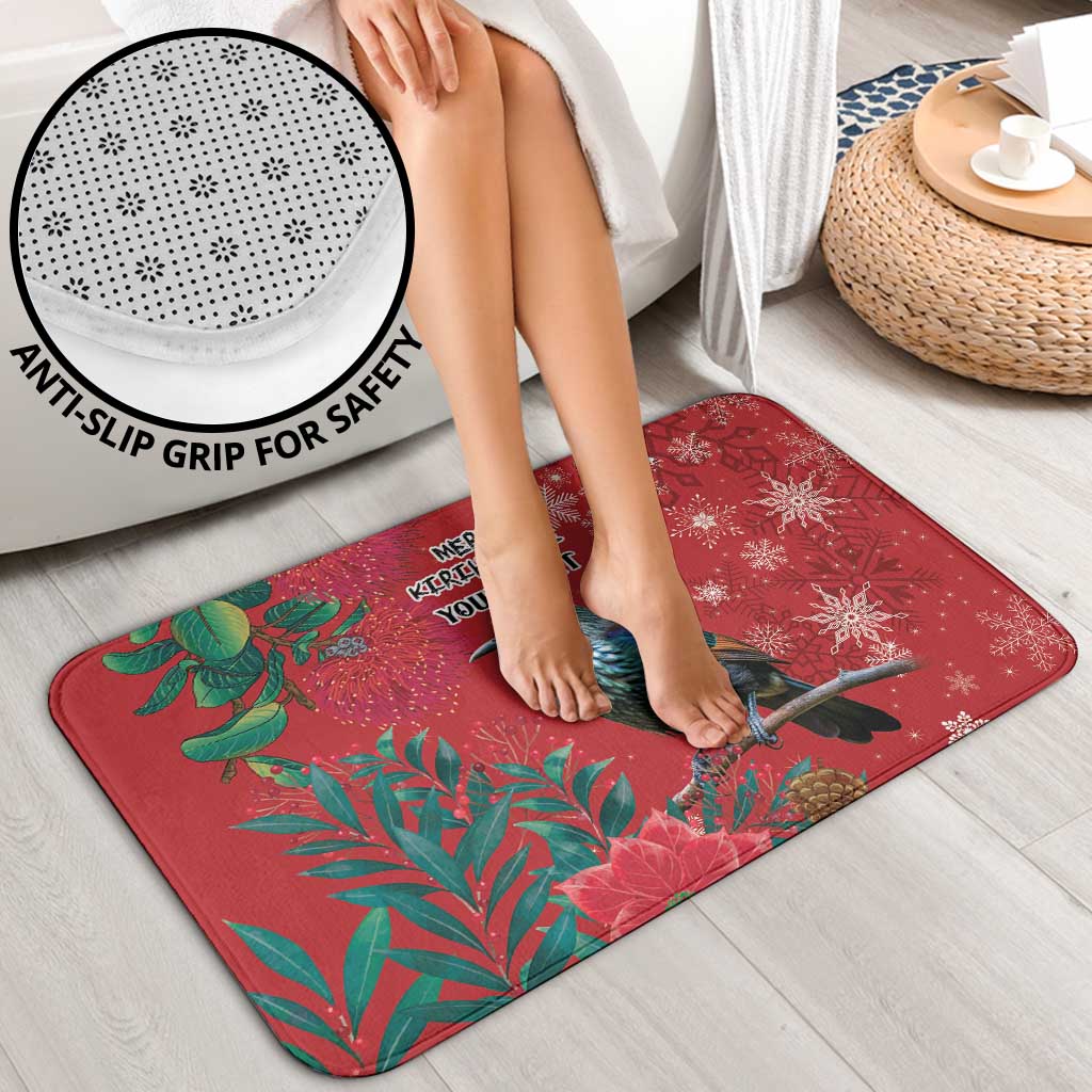 Tui Meri Kirihimete Personalised Bathroom Set Pohutukawa Flowers Red Motif - Polynesian Pride