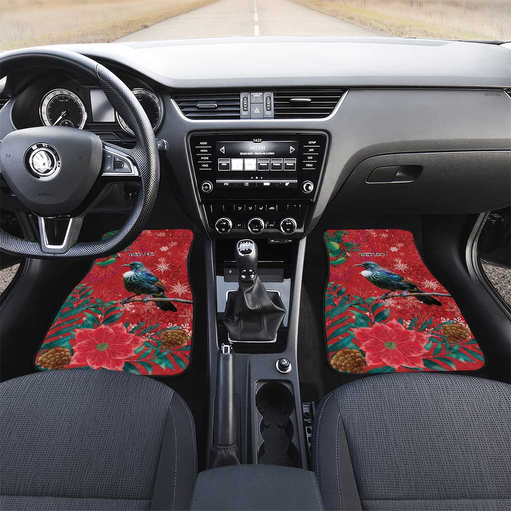 Tui Meri Kirihimete Personalised Car Mats Pohutukawa Flowers Red Motif - Polynesian Pride