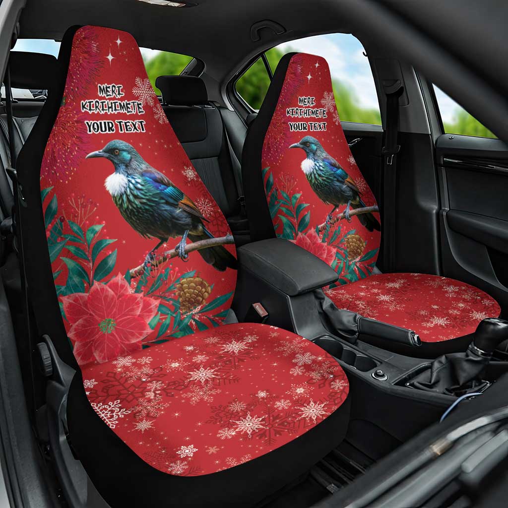Tui Meri Kirihimete Personalised Car Seat Cover Pohutukawa Flowers Red Motif - Polynesian Pride