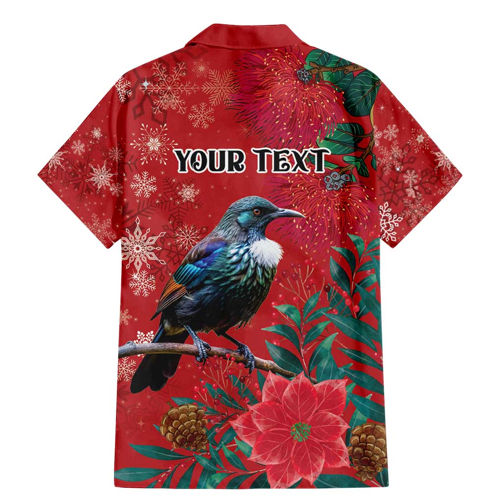 Tui Meri Kirihimete Personalised Family Matching Mermaid Dress and Hawaiian Shirt Pohutukawa Flowers Red Motif - Polynesian Pride