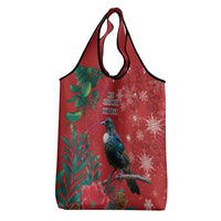 Tui Meri Kirihimete Personalised Grocery Bag Pohutukawa Flowers Red Motif - Polynesian Pride
