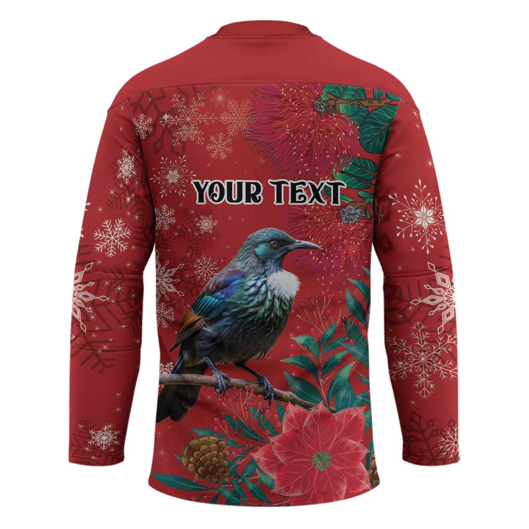 Tui Meri Kirihimete Personalised Hockey Jersey Pohutukawa Flowers Red Motif - Polynesian Pride