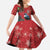 Tui Meri Kirihimete Personalised Kid Short Sleeve Dress Pohutukawa Flowers Red Motif - Polynesian Pride
