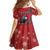 Tui Meri Kirihimete Personalised Kid Short Sleeve Dress Pohutukawa Flowers Red Motif - Polynesian Pride