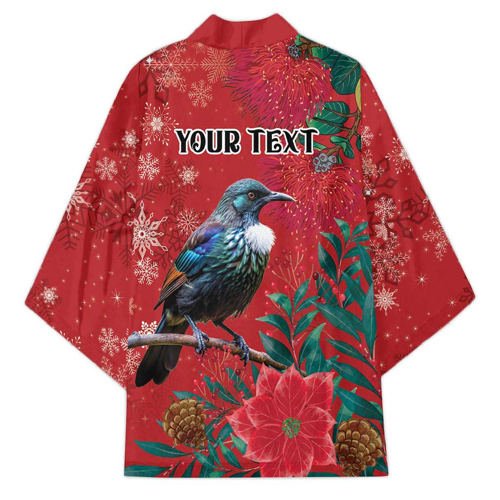 Tui Meri Kirihimete Personalised Kimono Pohutukawa Flowers Red Motif - Polynesian Pride