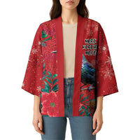 Tui Meri Kirihimete Personalised Kimono Pohutukawa Flowers Red Motif - Polynesian Pride