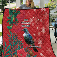 Tui Meri Kirihimete Personalised Quilt Pohutukawa Flowers Red Motif - Polynesian Pride