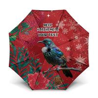 Tui Meri Kirihimete Personalised Umbrella Pohutukawa Flowers Red Motif - Polynesian Pride