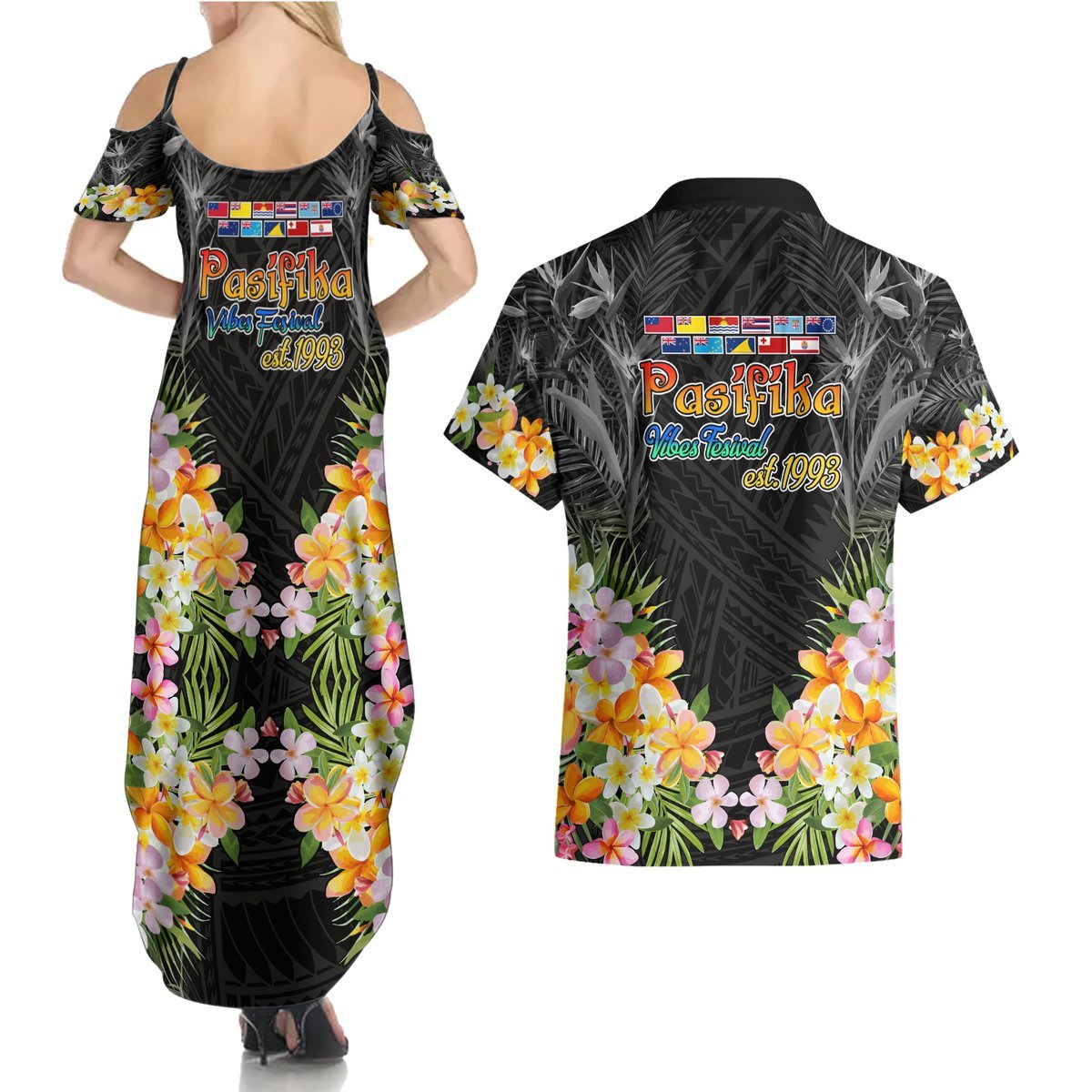 Pasifika Vibes Festival 2024 Auckland Couples Matching Summer Maxi Dress and Hawaiian Shirt LT9 - Polynesian Pride