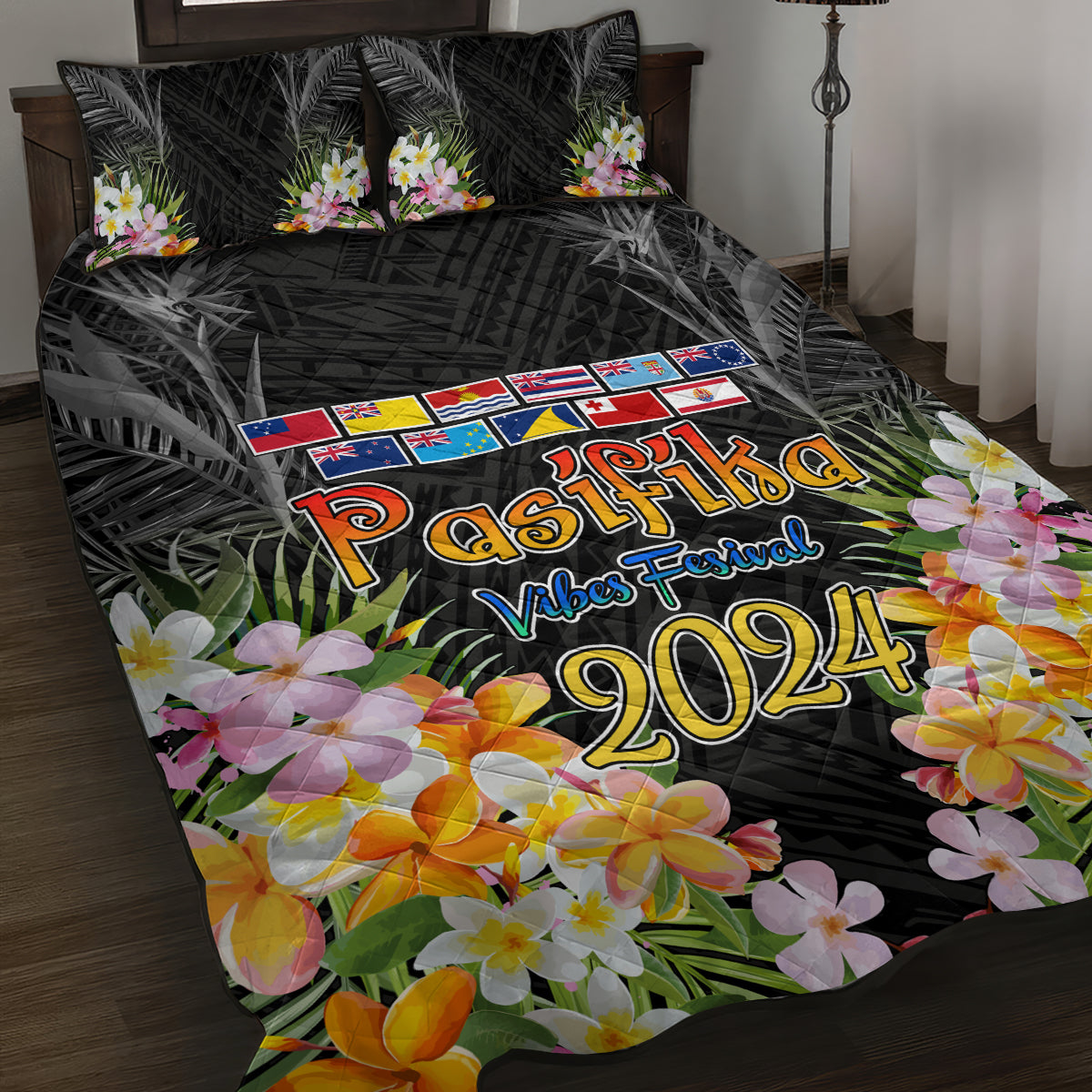 Pasifika Vibes Festival 2024 Auckland Quilt Bed Set LT9 Black - Polynesian Pride