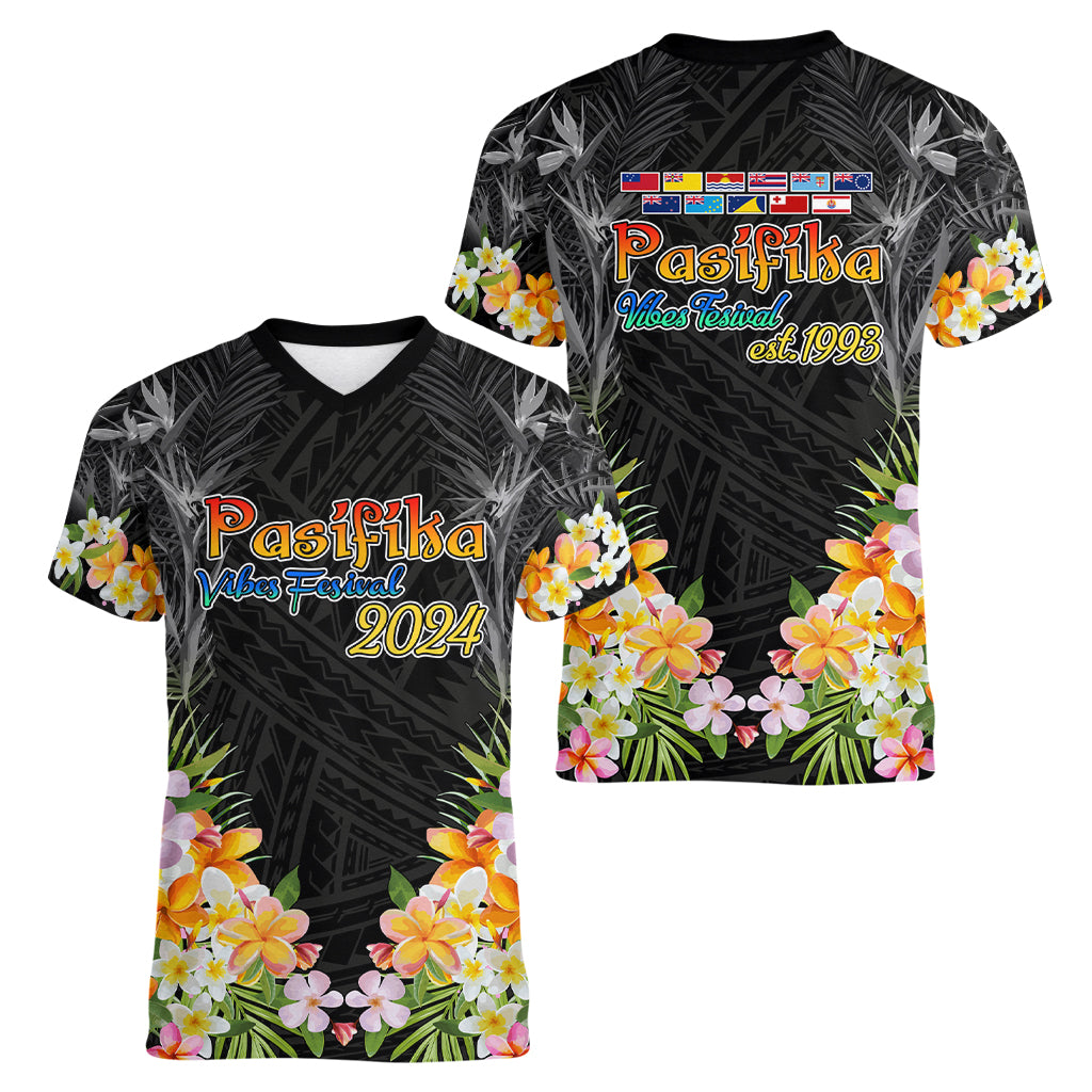 Pasifika Vibes Festival 2024 Auckland Women V Neck T Shirt LT9 - Polynesian Pride