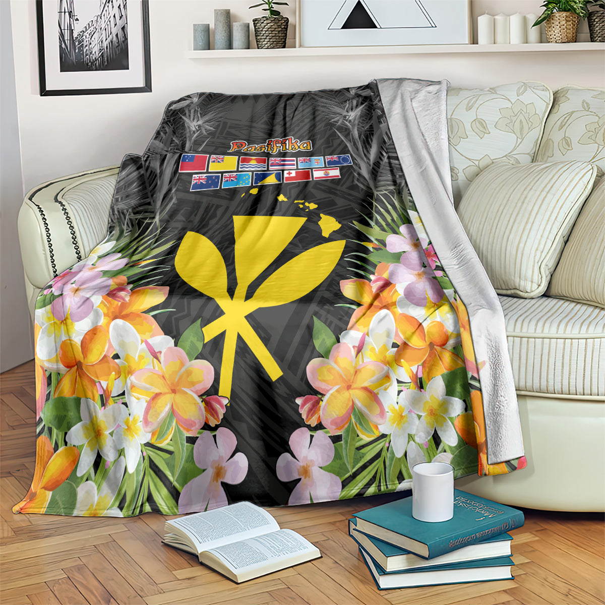 Pasifika Vibes Festival 2024 Blanket Kanaka Maoli With Hawaiian Islands LT9 Black - Polynesian Pride