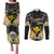 Pasifika Vibes Festival 2024 Couples Matching Puletasi and Long Sleeve Button Shirt Kanaka Maoli With Hawaiian Islands LT9 Black - Polynesian Pride