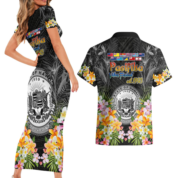 Glass The Rising of the Shield Hero Couples Matching Short Sleeve Bodycon Dress and Hawaiian Shirt with Elegant Battle Kimono and Spirit Energy Circle Design TS04 main image 1