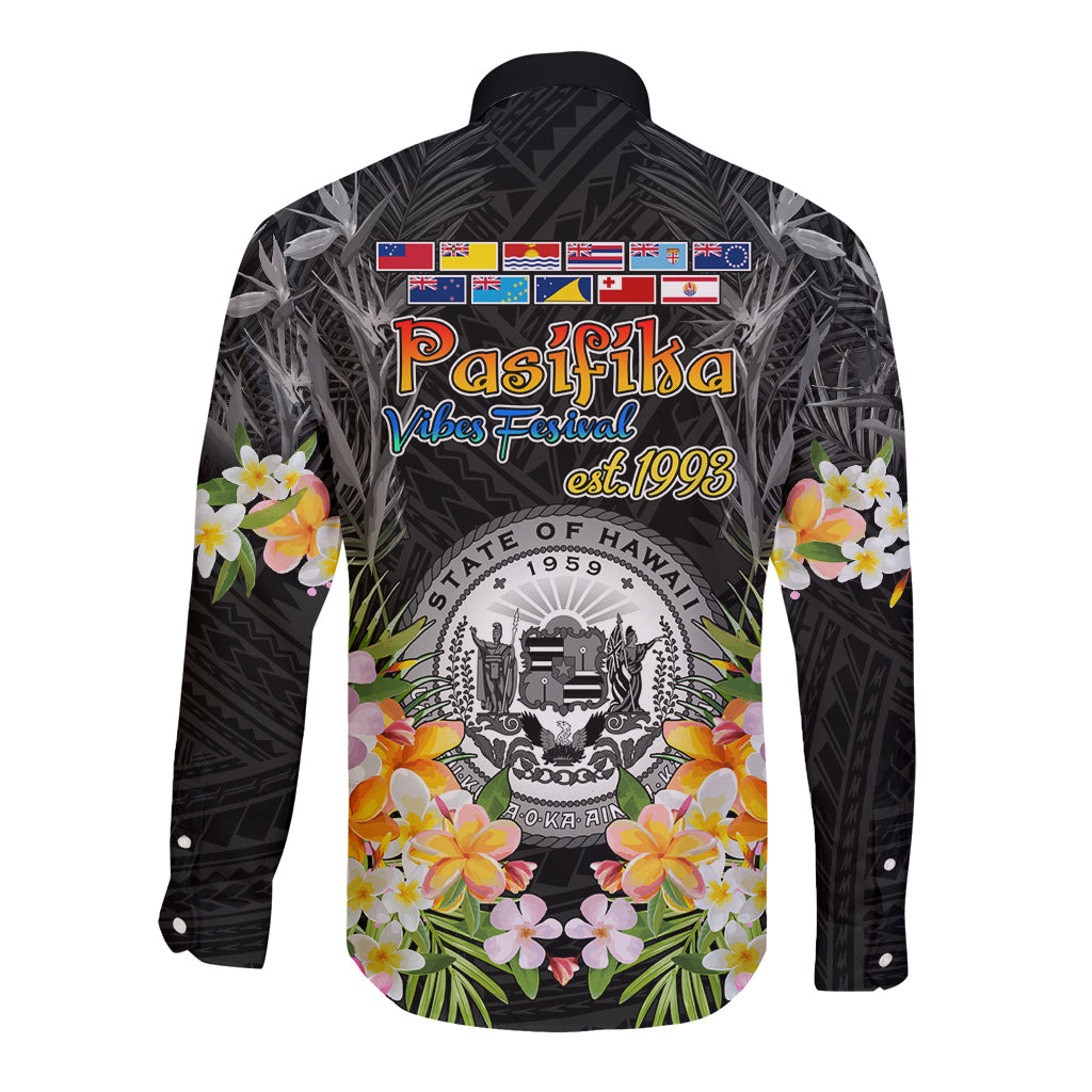 Pasifika Vibes Festival 2024 Long Sleeve Button Shirt Kanaka Maoli With Hawaiian Islands LT9 - Polynesian Pride